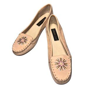 Coldwater Creek pale pink leather beaded shoees